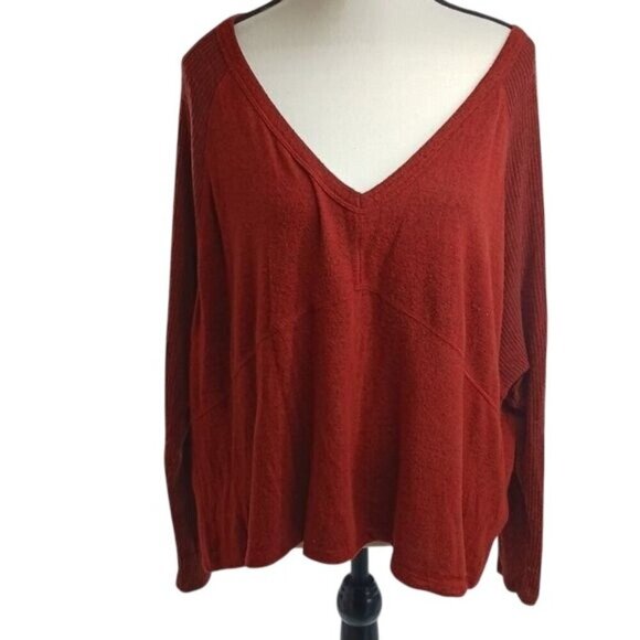 Lulus Sweaters - Lulus Womens M Rust V Neck Long Sleeve Knit Sweater Casual Fall Top